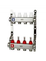 Коллекторная группа 3/4", с расходометром и кронштейном, 1"х 4 выхода, РосТурПласт