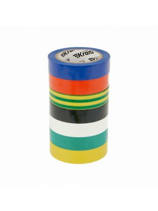 Набор изоляционных лент ПВХ, 15 мм, 130 мкм, 10 м, 7 цветов, Kranz, KR-09-2010-E