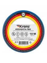 Изолента ПВХ, 15 мм, 130 мкм, синяя, 10 м, Kranz, KR-09-2005