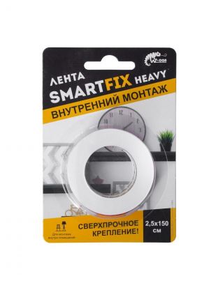 Лента 25 мм, прозрачная, основа акриловая, 1.5 м, W-con SmartFix HEAVY, для внутреннего монтажа, SFV2515T