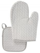 Набор кухонный 2 шт, 28х17 см + 17х17 см (варежка,прихватка), полиэстер, серый, B180061