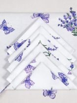 Набор столового текстиля скатерть 180х145 см + 6 салфеток 35х35 см, 100% хлопок, рогожка, АртДизайн, Сиреневая дымка, СБ.135.180