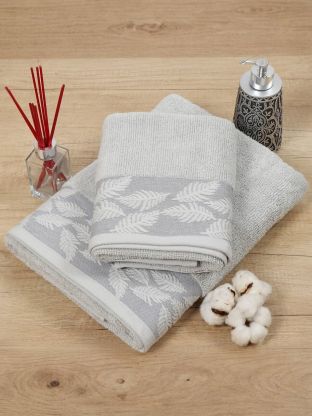 Полотенце банное 50х90 см, 100% хлопок, 500 г/м2, Перо, Barkas, серое, Узбекистан