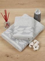 Полотенце банное 50х90 см, 100% хлопок, 500 г/м2, Перо, Barkas, серое, Узбекистан