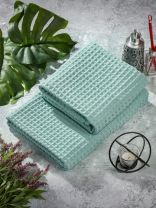 Полотенце банное вафельное 70х140 см, 100% хлопок, 290 г/м2, Лайт, Silvano, мятное, Узбекистан