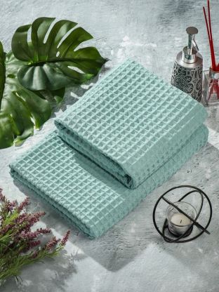 Полотенце банное вафельное 100х150 см, 100% хлопок, 290 г/м2, Лайт, Silvano, мятное, Узбекистан
