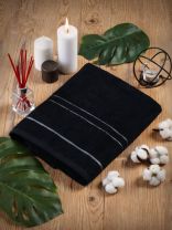 Полотенце банное 70х140 см, 100% хлопок, 420 г/м2, Азия, Barkas, черное, Узбекистан