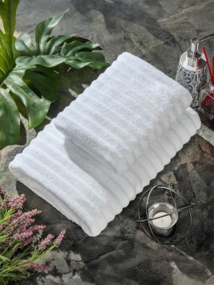 Полотенце банное 50х90 см, 100% хлопок, 450 г/м2, Страйп, Silvano, белое, Узбекистан