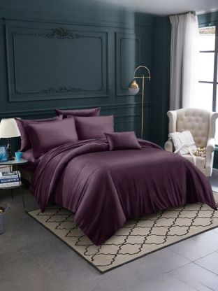 Постельное белье евро, простыня 220х240 см, 2 наволочки 70х70 см, пододеяльник 200х220 см, Майская ночь, страйп-полисатин, фиолетовое, 30/007-PSS/MAY