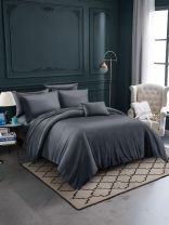 Постельное белье евро, простыня 220х240 см, 2 наволочки 70х70 см, пододеяльник 200х220 см, Майская ночь, страйп-полисатин, серое, 30/005-PSS/MAY