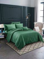 Постельное белье 1.5-спальное, простыня 150х220 см, 2 наволочки 70х70 см, пододеяльник 145х215 см, Майская ночь, страйп-полисатин, зеленое, 11/008-PSS/MAY