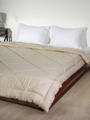 Одеяло 1.5-спальное, 140х205 см, Овечья шерсть, 400 г/м2, зимнее, чехол 100% хлопок, кант, Silvano