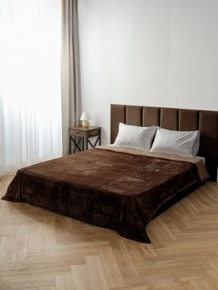 Плед 2-спальный, 180х200 см, 280 г/м2, микрофибра, 100% полиэстер, Silvano, Неаполь, шоколад