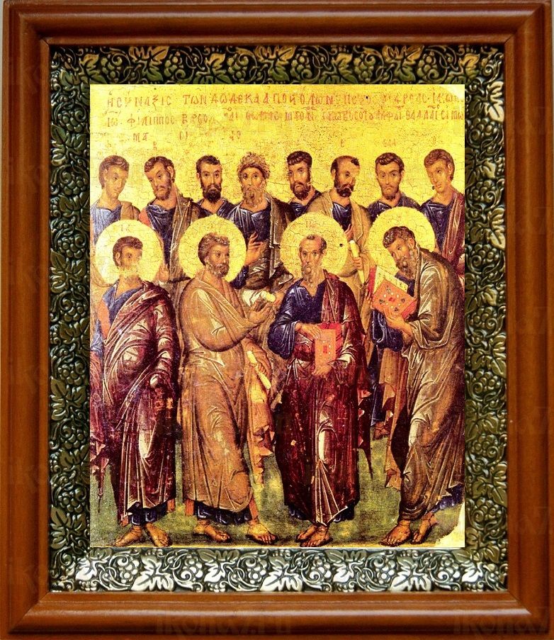 Икона 12 апостолов в киоте с басмой Виноградная Лоза (UV-печать)(30001)