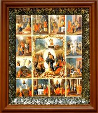 Икона 12 апостолов в киоте с басмой Виноградная Лоза (UV-печать)(30003)