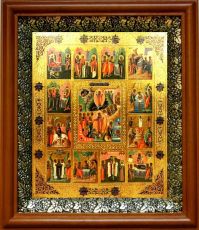 Икона 12 апостолов в киоте с басмой Виноградная Лоза (UV-печать)(30005)