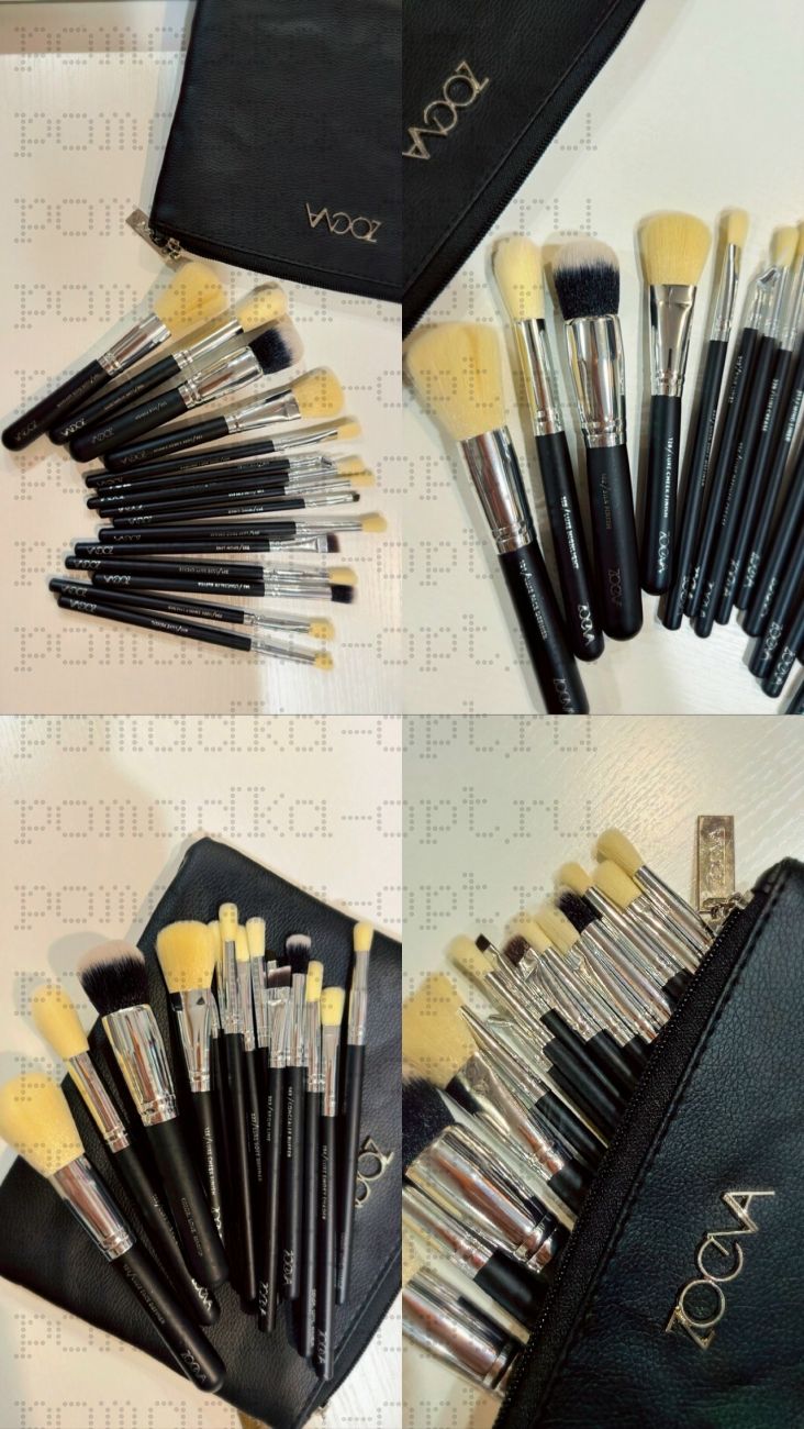 Кисти для макияжа Zoeva 15 шт - набор BLACK