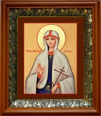 Икона Агафия Панормская в киоте с басмой Виноградная Лоза (UV-печать)(33002)