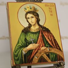 Рукописная икона великомученица Екатерина Александрийская 13х16 см (масло)