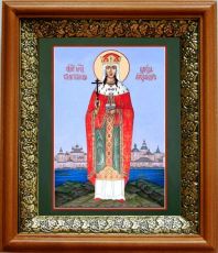 Икона Александра Федоровна Романова в киоте с басмой Виноградная Лоза (UV-печать)(33008)