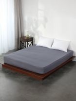 Простыня 1.5-спальная, 140х200х20 см, 100% хлопок, трикотаж, 120 г/м2, на резинке, Silvano, Графит, ПТр140*200