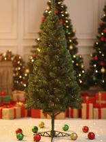 Елка новогодняя напольная, 150 см, Лесная, ель, зеленая, хвоя ПВХ пленка, подставка пластик, ЕЛЕС 15, Елушка