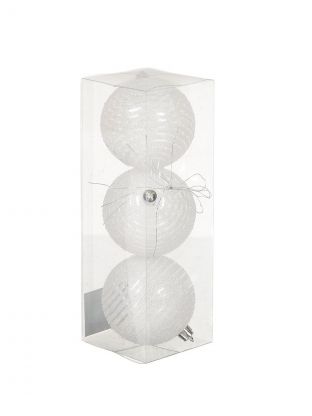 Елочный шар 3 шт, белый, 8 см, пластик, SYQD-012076