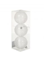 Елочный шар 3 шт, белый, 8 см, пластик, SYQD-012076