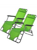 Шезлонг пляжный складной, металл, 153х60х80 см, 100 кг, 2 положения спинки, зеленый, 2 шт, 50 слоев, Green Days, YTBC051-16-0233 - 2