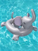 Игрушка для плавания 96.5х84 см, Bestway, Лодочка Слоненок, со встроенным динамиком, серая, 34152
