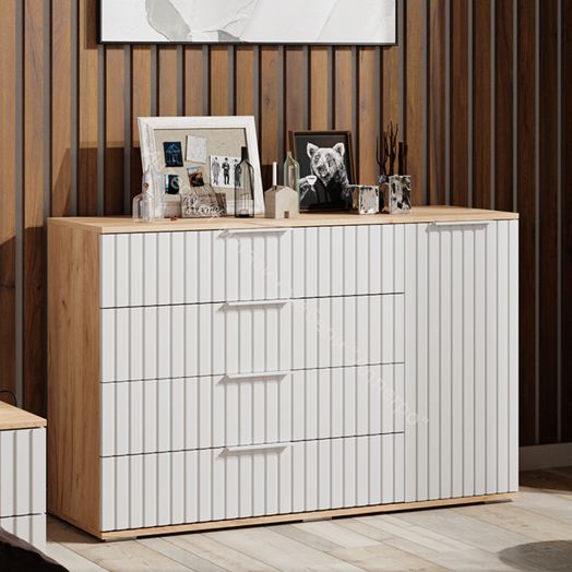 Комод комбинированный «Хилтон» - 402.012.000 Дуб Крафт золотой, Белый матовый