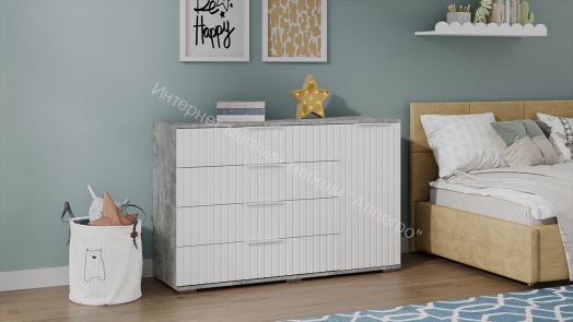 Комод комбинированный «Хилтон» - 402.012.000 Ателье светлый, Белый матовый