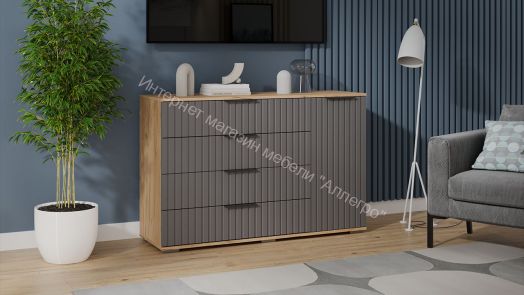 Комод комбинированный «Хилтон» - 402.012.000 Дуб Крафт золотой, Графит матовый