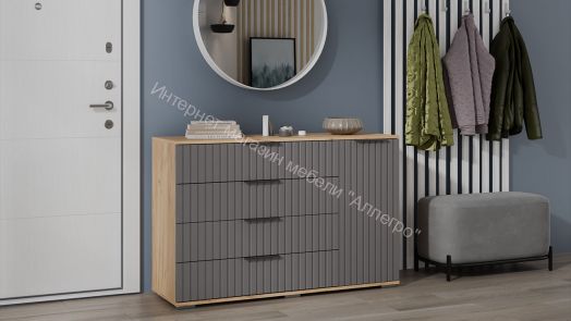 Комод комбинированный «Хилтон» - 402.012.000 Дуб Крафт золотой, Графит матовый