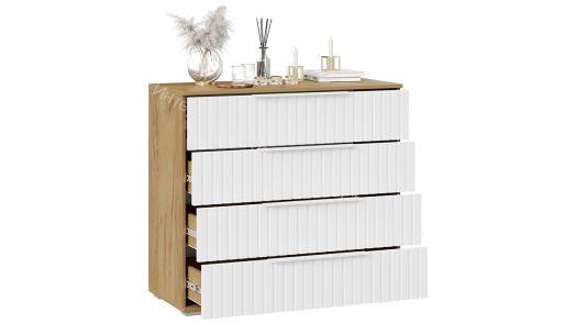 Комод «Хилтон» - 402.010.000 Дуб Крафт золотой, Белый матовый