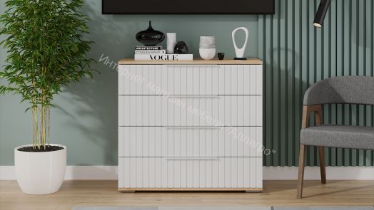 Комод «Хилтон» - 402.010.000 Дуб Крафт золотой, Белый матовый