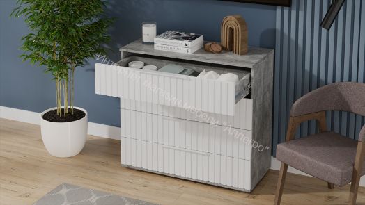 Комод «Хилтон» - 402.010.000 Ателье светлый, Белый матовый