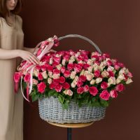 301 розовая роза микс 40 см в оформлении