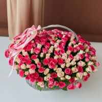 301 розовая роза микс 40 см в оформлении