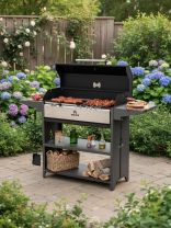 Мангал-гриль 1582х445х1110 мм, 3 мм, с крышкой, полки, POB3000, Gratar