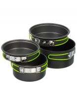 Набор посуды походный, алюминий, 4 предмета, 2 кастрюли, 2 сковороды, T2022-914