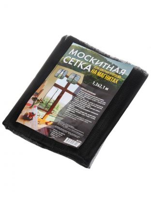 Сетка москитная для двери, 1.3х2.1 м, на магнитах, черная, на проем, 462784, пакет