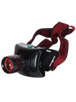 Фонарь налобный, встроенный аккумулятор, зарядка от сети 220 В, пластик, черно-красный, SPE17194-15