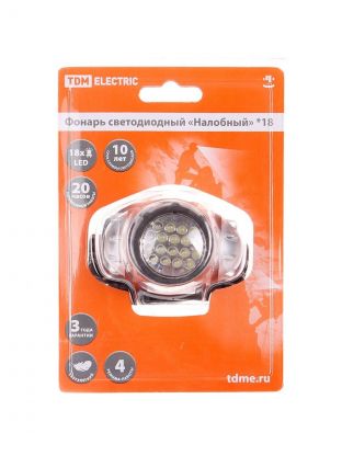 Фонарь налобный, TDM Electric, пластик, SQ0350-0004