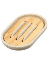Мыльница настольная, Бамбук, полистоун, 12.3x8.2x2.3 см, бежевая, RE0821AA-SD