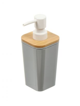 Дозатор для жидкого мыла, Бамбук, пластик, 7.3х7.3х17 см, серый, PS0282GA-LD