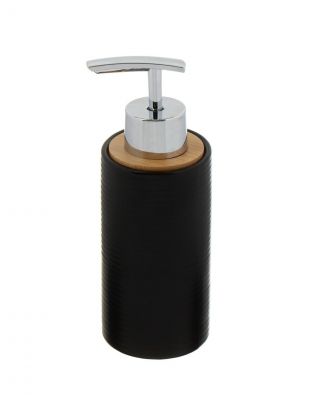 Дозатор для жидкого мыла, Бамбук, пластик, керамика, 6.2x11.7/16.8 см, черный, CE1980AA-LD