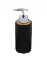 Дозатор для жидкого мыла, Бамбук, пластик, керамика, 6.2x11.7/16.8 см, черный, CE1980AA-LD
