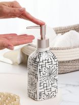 Дозатор для жидкого мыла, керамика, 7х6х20 см, бежевая паутинка, Y4-9852