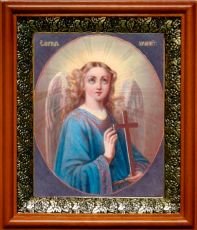 Икона Ангел Хранитель в киоте с басмой Виноградная Лоза (UV-печать)(33016)